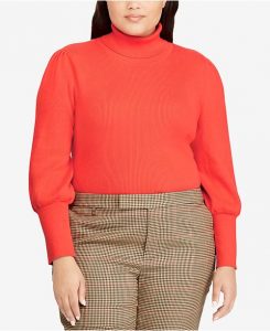 Orange Plus Size Turtleneck Sweater