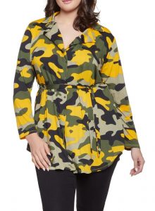 Plus Size Fatigue Jacket With Collar