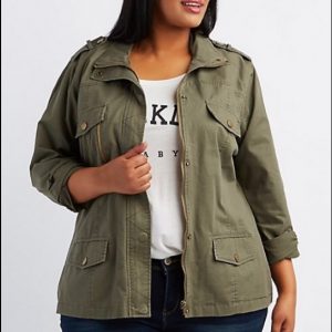 Plus Size Green Anorak Jacket