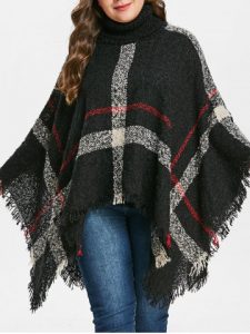 Plus Size Turtleneck Sweater Poncho