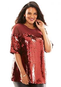 Red Sequin Tunic For Plus Size