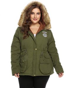 Fur Hooded Military Jacket For Ladies