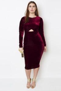 Knee Length Burgandy Velvet Dress