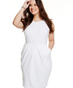 Ladies Simple White Dress Plus Size