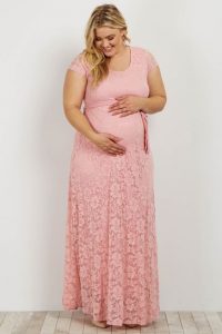 Pink Lace Maternity Gown 4X