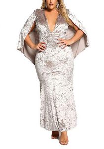 Plus Size Crushed Cape Velvet Gown