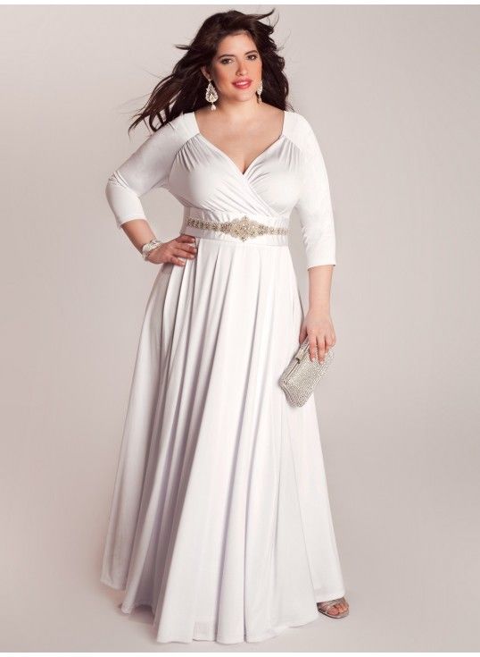 Plus Size Long Sleeve White Dress for Women – Attire Plus Size
