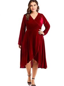 Plus Size Red Velvet Dress