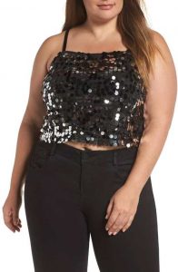 Plus Size Sequin Cropped Tops