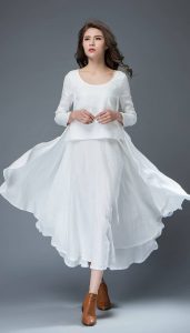 Plus Size White Linen Dress