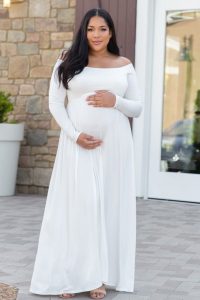 Plus Size White Maternity Dress