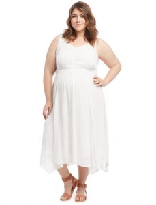 Plus Sized White Maternity Dress