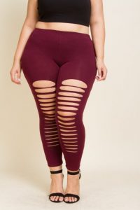 Red Plus Size Ripped Leggings