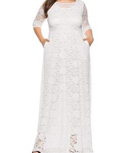 Simple White Lace Gown For Plus Size