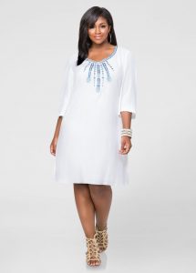White Linen Dress For Plus Size