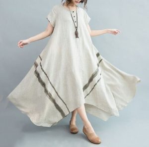 Women's White Linen Dress Plus Size