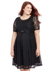 Black Plus Size Lace Maternity Dress
