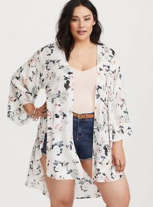 Floral Shirttail Kimono Plus Size