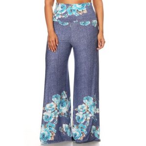 Plus Size Printed Flare Pants