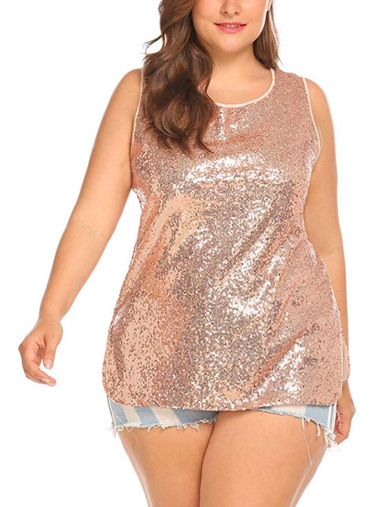 Plus Size Sequin Tops Evening Wear Attire Plus Size