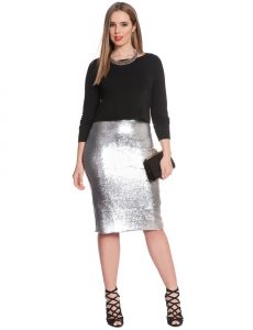 Plus Sized Sequin Pencil Skirt