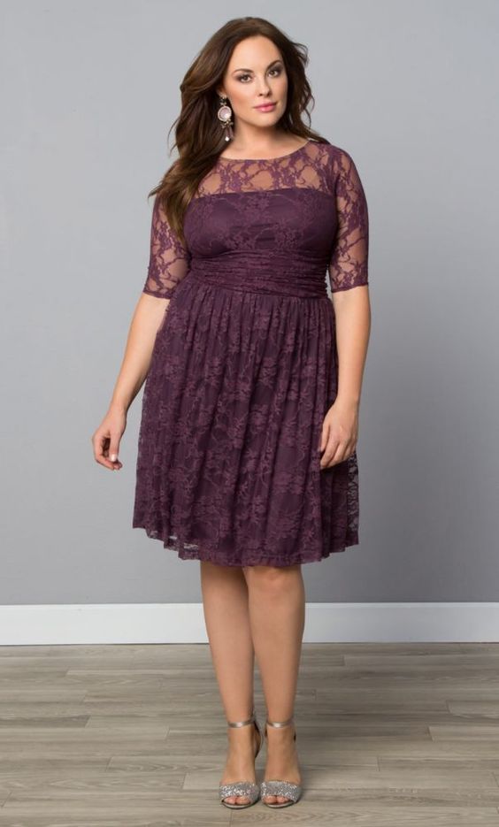 Plus Size Lace Dress With Sleeves for Curvy Women – Attire Plus Size