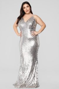 Silver Plus Size Sequin Dress Cocktail