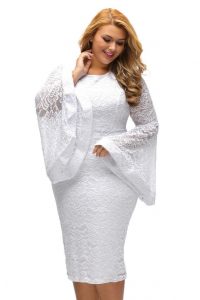White Lace Dress With Bell Sleeve