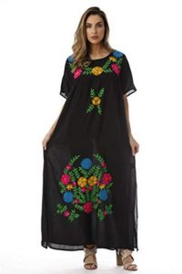 Black Mexican Embroidered Dress Plus Size
