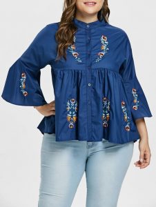 Embroidered Blouse For Curvy