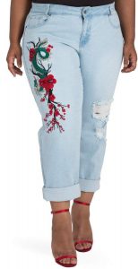 Embroidered Jeans Plus Size