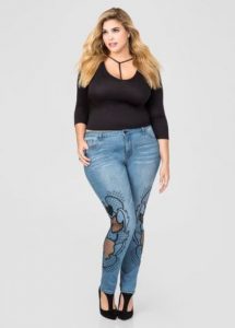 Embroidered Skinny Jean In Plus Size