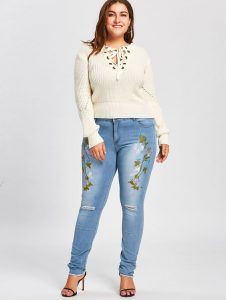 Embroidered Women's Plus Size Jeans