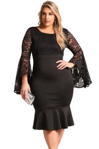 Plus Size Black Lace Club Dress