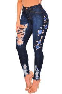Plus Size Floral Embroidered Jeans