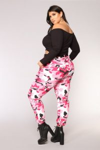 Plus Size Pink Camo Pants Stretchable