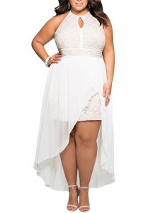 Plus Size White Lace Club Dresses