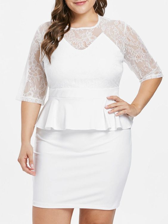 White Peplum Dress Plus Size – Attire Plus Size