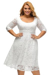 Plus Size White Skater Dress With Sleeves