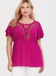 Plus Sized Embroidered Tops