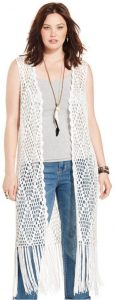 White Crochet Vest Plus Size