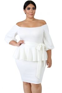 White Lace Peplum Dress Plus Size