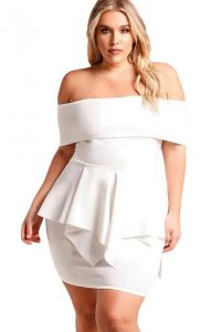 White Peplum Dress Plus Size