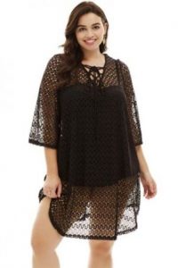 Black Crochet Plus Size Cover Up