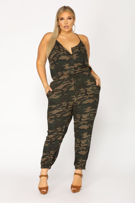 Plus Size Camouflage Jumpsuit – Attire Plus Size