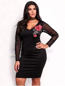 Embroidered Bodycon Bandage Dress Plus Size