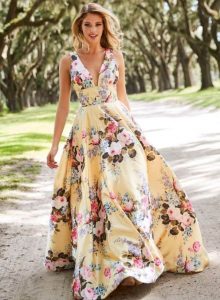 Floral Plus Size Prom Dress