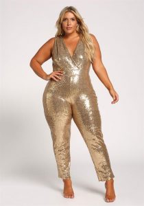 Gold Sequin Jumpsuit Plus Size