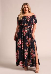 Long Plus Size Floral Dress