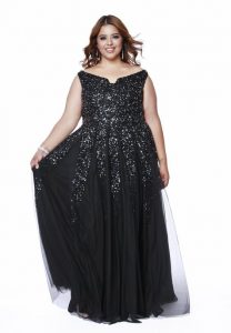 Plus Size Black Sequin Bridesmaid Dress
